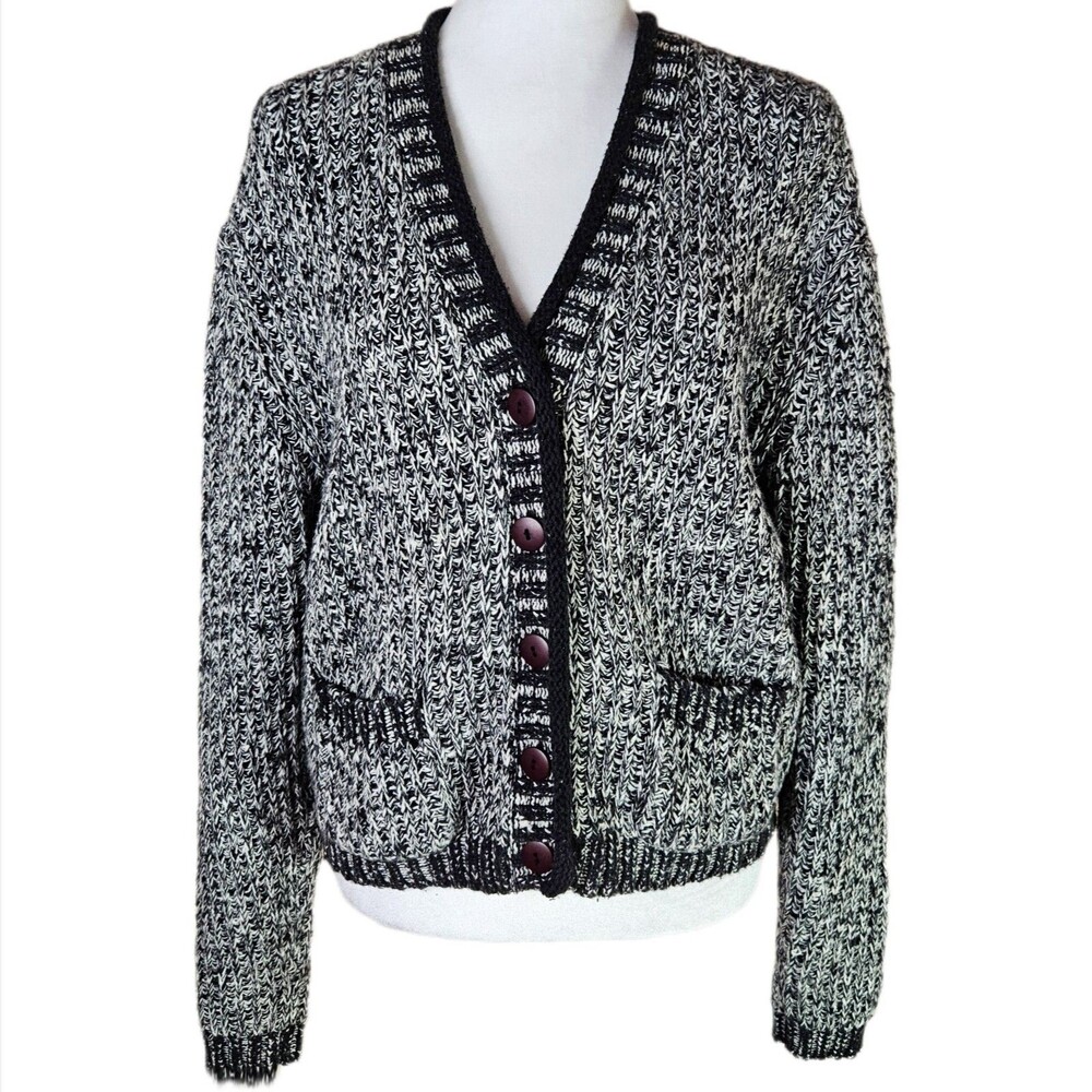 Debra Lubell Vintage Marled‎ Knit Cardigan Women's Large Art Teacher Cozy Chunky